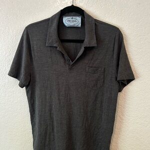 Prada Men's Charcoal Polo Shirt